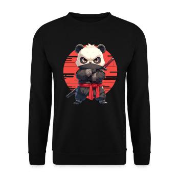 Pandabär Ninja Japanischer Riesenpanda - Unisex Pullover - Schwarz - Vorne - Alina (178cm) & Michal (187cm)