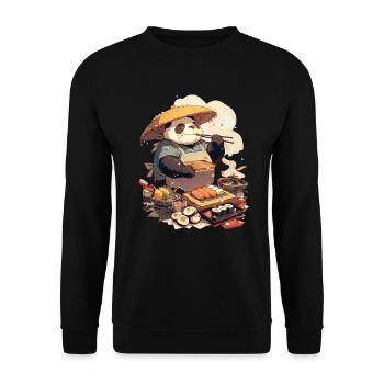 Pandabär Sushi Japanischer Riesenpanda - Unisex Pullover - Schwarz - Vorne - Alina (178cm) & Michal (187cm)