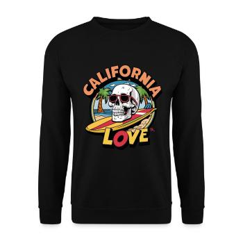 Skull - California Love Vibes Surfing - Unisex Pullover - Schwarz - Vorne - Alina (178cm) & Michal (187cm)