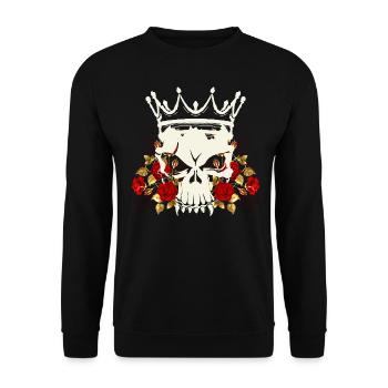 King´s Skull - Unisex Sweatshirt - black - Front - Alina (178cm) & Michal (187cm)