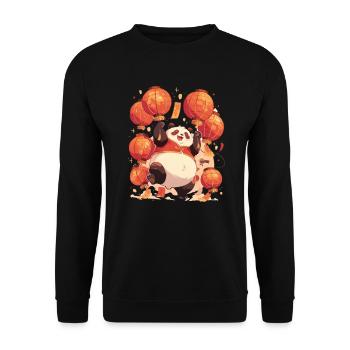 Pandabär-Laternenfest Japanischer Riesenpanda - Unisex Pullover - Schwarz - Vorne - Alina (178cm) & Michal (187cm)