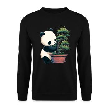 Pandabär Bonsai Japanischer Riesenpanda - Unisex Pullover - Schwarz - Vorne - Alina (178cm) & Michal (187cm)