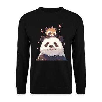 Panda Bear Tanuki Panda géant japonais - Sweat-shirt Unisexe - noir - Devant - Alina (178cm) & Michal (187cm)