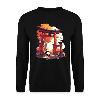 Panda Bear Japanese Torii Gate Giant Panda - Unisex Sweatshirt - black - Front - Alina (178cm) & Michal (187cm)
