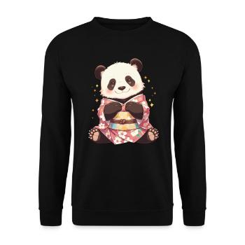 Panda Ours Kimono Japonais Panda Géant - Sweat-shirt Unisexe - noir - Devant - Alina (178cm) & Michal (187cm)