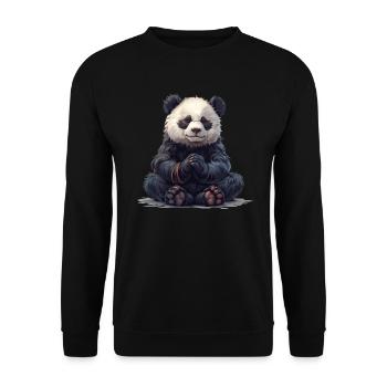 Meditating Panda Bear Japanese Giant Panda - Unisex Sweatshirt - black - Front - Alina (178cm) & Michal (187cm)