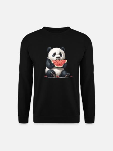 Pandabär Wassermelone Japanischer Riesenpanda - Unisex Pullover - Schwarz