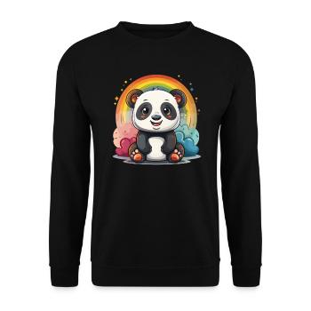 Panda Ours, Arc-en-ciel, Panda géant japonais - Sweat-shirt Unisexe - noir - Devant - Alina (178cm) & Michal (187cm)