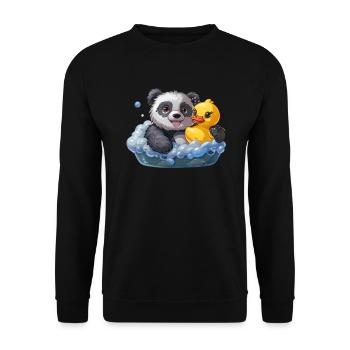 Panda Bear Bubble Bath Japanese Giant Panda - Unisex Sweatshirt - black - Front - Alina (178cm) & Michal (187cm)