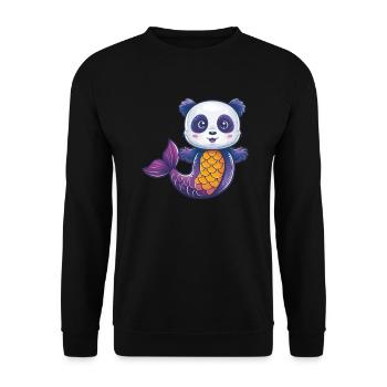 Pandabär Meerjungfrau Japanischer Riesenpanda - Unisex Pullover - Schwarz - Vorne - Alina (178cm) & Michal (187cm)