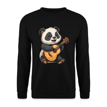 Pandabär Ukulele Japanischer Riesenpanda - Unisex Pullover - Schwarz - Vorne - Alina (178cm) & Michal (187cm)