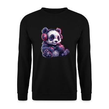 Pandabär Gamer Japanischer Riesenpanda - Unisex Pullover - Schwarz - Vorne - Alina (178cm) & Michal (187cm)