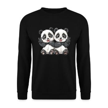 Pandabär Frieden Japanischer Riesenpanda - Unisex Pullover - Schwarz - Vorne - Alina (178cm) & Michal (187cm)