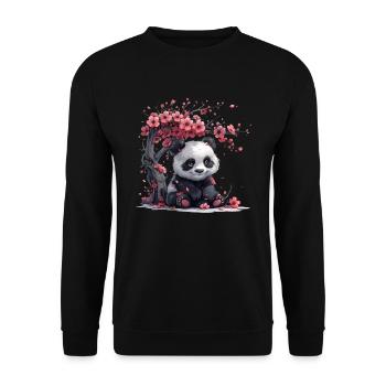 Panda Bear Sakura Tree Japanese Giant Panda - Unisex Sweatshirt - black - Front - Alina (178cm) & Michal (187cm)