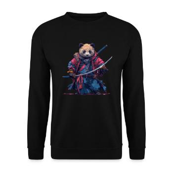 Panda Bear Samurai Japanese Giant Panda - Unisex Sweatshirt - black - Front - Alina (178cm) & Michal (187cm)
