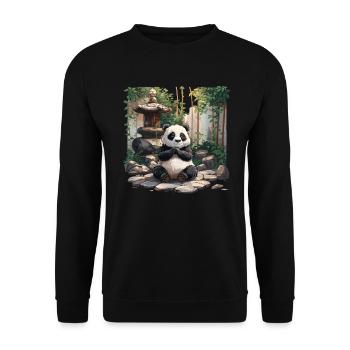 Panda Bear Zen Japanese Giant Panda - Unisex Sweatshirt - black - Front - Alina (178cm) & Michal (187cm)