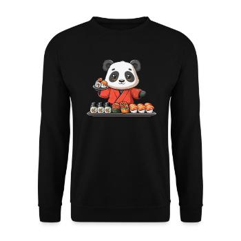 Pandabär Sushi Japanischer Riesenpanda - Unisex Pullover - Schwarz - Vorne - Alina (178cm) & Michal (187cm)
