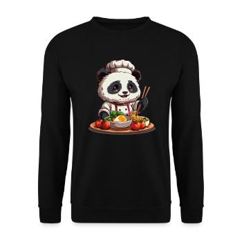 Pandabär-Ramen Japanischer Riesenpanda - Unisex Pullover - Schwarz - Vorne - Alina (178cm) & Michal (187cm)