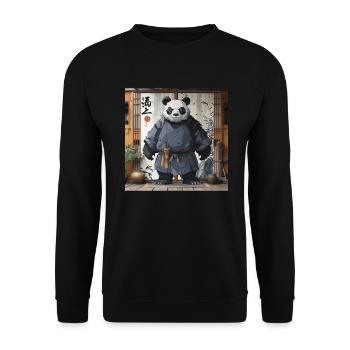 Pandabär Yokai Japanischer Riesenpanda - Unisex Pullover - Schwarz - Vorne - Alina (178cm) & Michal (187cm)