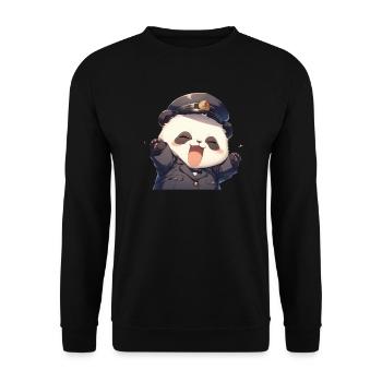 Pandabär Shinkansen-Kondukteur Japanischer Riesenp - Unisex Pullover - Schwarz - Vorne - Alina (178cm) & Michal (187cm)