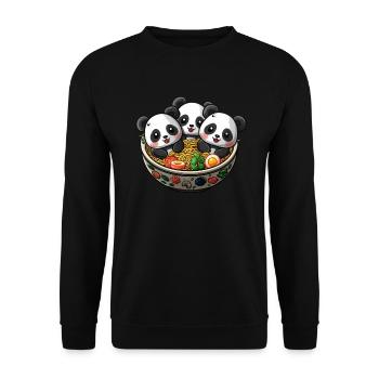 Pandabär-Ramen Japanischer Riesenpanda - Unisex Pullover - Schwarz - Vorne - Alina (178cm) & Michal (187cm)