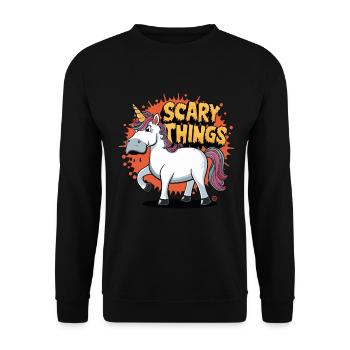 Einhorn - Skull, Skelett, Comicstyle - Unisex Pullover - Schwarz - Vorne - Alina (178cm) & Michal (187cm)