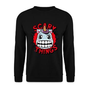 Einhorn - Skull, Skelett, Comicstyle - Unisex Pullover - Schwarz - Vorne - Alina (178cm) & Michal (187cm)