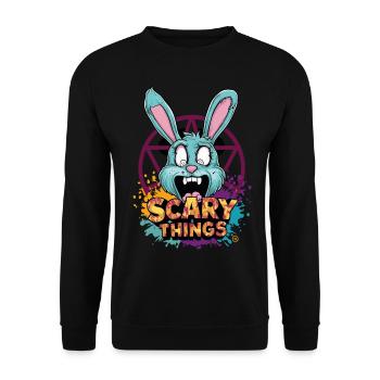 Bunny - Comicstyle, Pentagramm, Hase - Unisex Pullover - Schwarz - Vorne - Alina (178cm) & Michal (187cm)