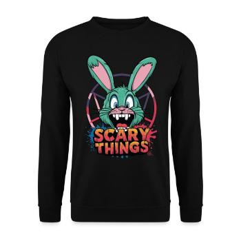 Bunny - Comicstyle, Pentagramm, Hase, Zombie - Unisex Pullover - Schwarz - Vorne - Alina (178cm) & Michal (187cm)