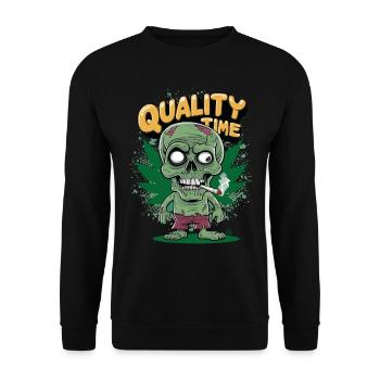 Skull Kiffer - Quality Time, Totenkopf - Unisex Pullover - Schwarz - Vorne - Alina (178cm) & Michal (187cm)