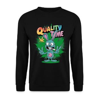 Bunny Kiffer - Quality Time - Unisex Pullover - Schwarz - Vorne - Alina (178cm) & Michal (187cm)