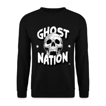 Ghost Nation, Geist, Totenkopf, Skull - Unisex Pullover - Schwarz - Vorne - Alina (178cm) & Michal (187cm)