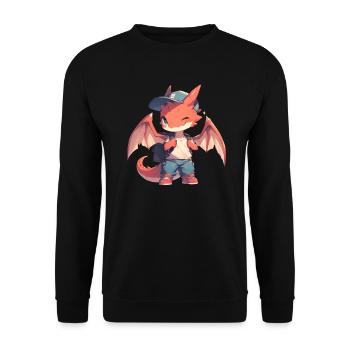 Dragon School Kid Valentinstag Drache - Unisex Pullover - Schwarz - Vorne - Alina (178cm) & Michal (187cm)