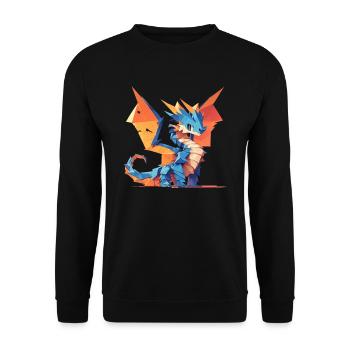 Drache Origami Kawaii Drache Kinder - Unisex Pullover - Schwarz - Vorne - Alina (178cm) & Michal (187cm)
