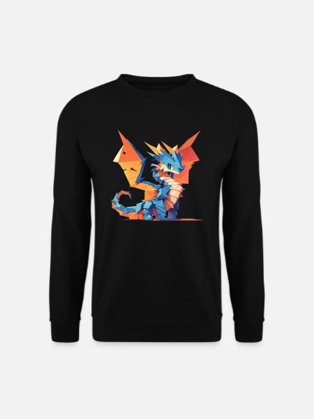 Drache Origami Kawaii Drache Kinder - Unisex Pullover - Schwarz