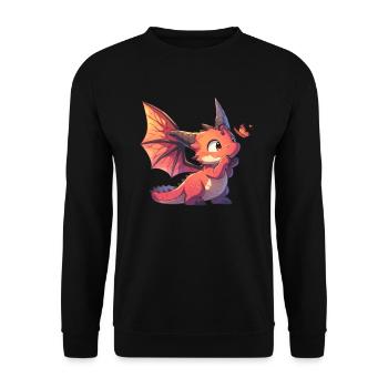 Dragon Butterfly Kawaii Dragon Kids - Unisex Sweatshirt - black - Front - Alina (178cm) & Michal (187cm)