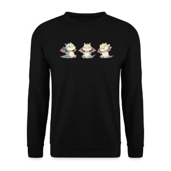 Dragon Yoga Kawaii Dragon Enfants - Sweat-shirt Unisexe - noir - Devant - Alina (178cm) & Michal (187cm)