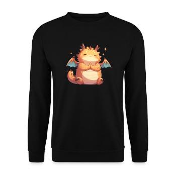Drachen Yoga Kawaii Drache Kinder - Unisex Pullover - Schwarz - Vorne - Alina (178cm) & Michal (187cm)