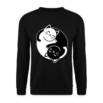 Chats Yin et Yang - Sweat-shirt Unisexe - noir - Devant - Alina (178cm) & Michal (187cm)