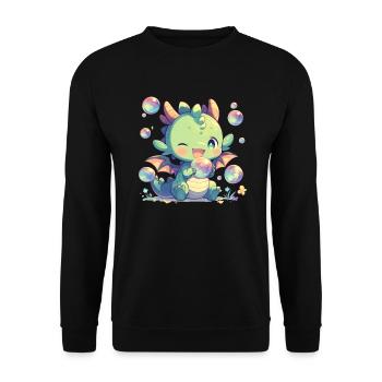 Dragon Bubbles Kawaii Dragon Enfants - Sweat-shirt Unisexe - noir - Devant - Alina (178cm) & Michal (187cm)