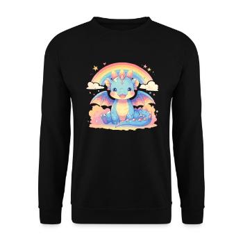 Drache Regenbogen Kawaii Drache Kinder - Unisex Pullover - Schwarz - Vorne - Alina (178cm) & Michal (187cm)