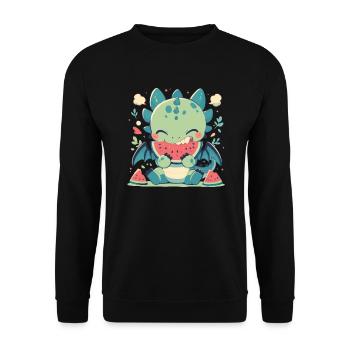 Dragon Pastèque Kawaii Dragon Enfants - Sweat-shirt Unisexe - noir - Devant - Alina (178cm) & Michal (187cm)