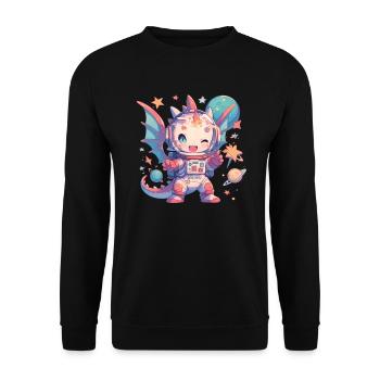 Dragon Astronaut Kawaii Dragon Kids - Unisex Sweatshirt - black - Front - Alina (178cm) & Michal (187cm)