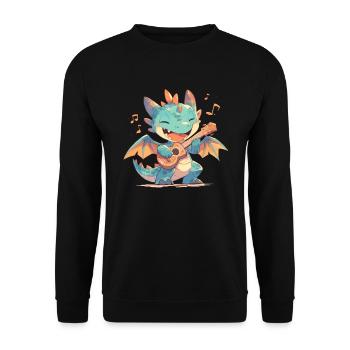 Drache Ukulele Kawaii Drache Kinder - Unisex Pullover - Schwarz - Vorne - Alina (178cm) & Michal (187cm)