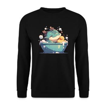Dragon Bubble Bath Kawaii Dragon Kids - Unisex Sweatshirt - black - Front - Alina (178cm) & Michal (187cm)