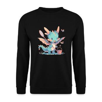 Dragon Butterfly Kawaii Dragon Enfants - Sweat-shirt Unisexe - noir - Devant - Alina (178cm) & Michal (187cm)
