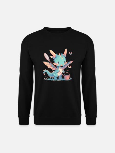 Drache Schmetterling Kawaii Drache Kinder - Unisex Pullover - Schwarz