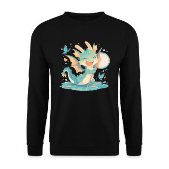 Dragon Butterfly Kawaii Dragon Enfants - Sweat-shirt Unisexe - noir - Devant - Alina (178cm) & Michal (187cm)