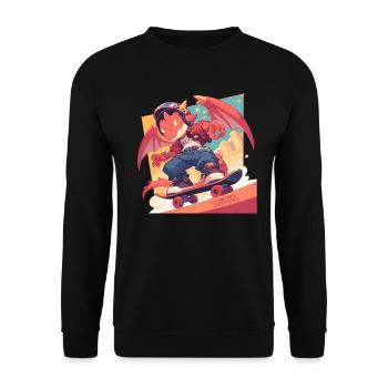 Dragon Skater Kawaii Dragon Kids - Unisex Sweatshirt - black - Front - Alina (178cm) & Michal (187cm)