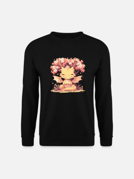 Drago Sakura Albero Giapponese Kawaii Drago - Felpa unisex - nero